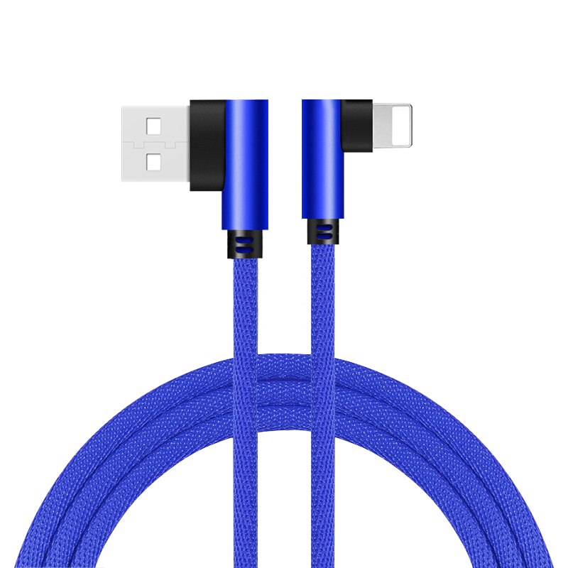 Rock 90 Graden Snel Opladen Usb Kabel Voor Iphone 12 6 6S 7 8 X Xs 11 Pro Max 5 5S Se Ipad Oorsprong Koord Draad Iphon Lader Kabel 2M: Blauw / 2M