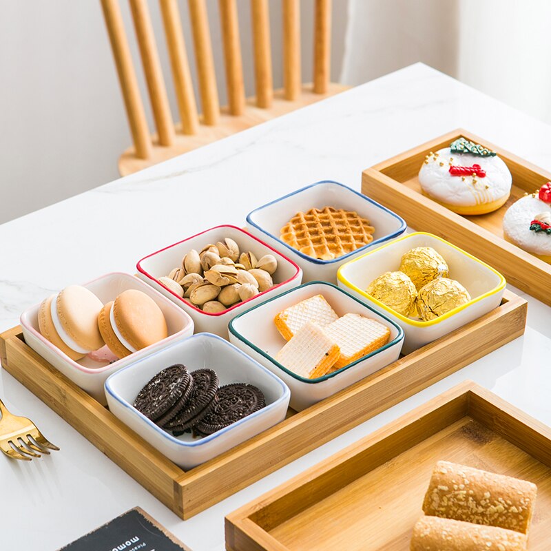 Plaat Keramiek Combinatie Fruit Sala Snack Snoep Schotel Houten Serveerschaal Huishouden