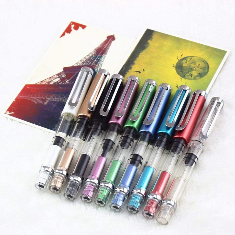 luxury school Office Fountain Pen Writing Transparent Piston Fountain Pen Demonstrator Fountain Pen