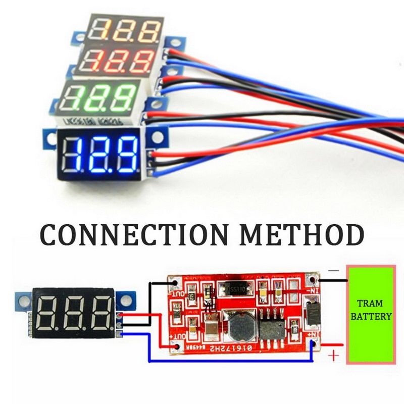 Mini Three-wire 0-200V DC Digital Voltmeter, Voltmeter With Reverse Polarity Protection, Circuit Measurement Voltmeter