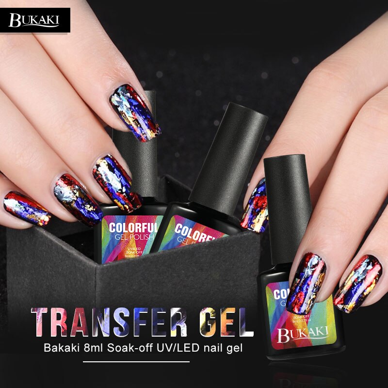BUKAKI Nail Foils Glue Transfer Decoration DIY Nail Beauty Stickers Accessories Nail Art Manicure Gel Lak Polishes
