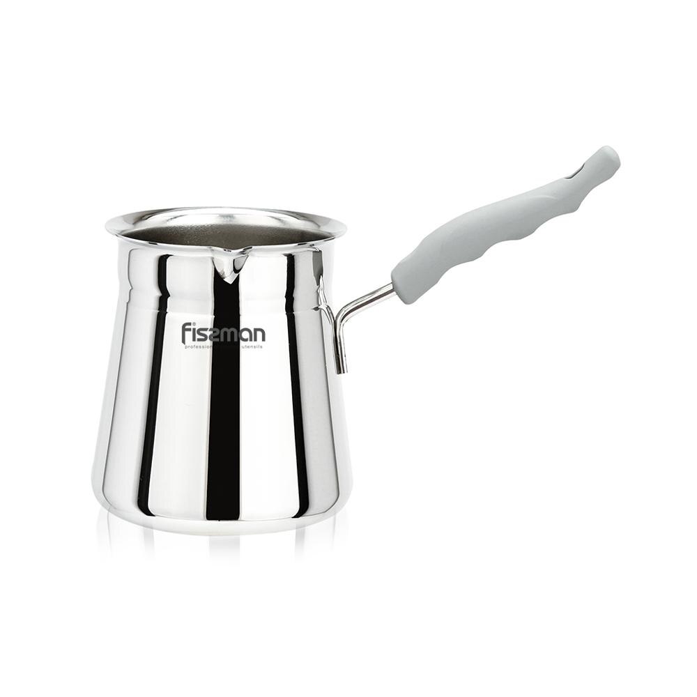 FISSMAN Stainless Steel Long Handle Coffee Pot-Moka Tea Milk Maker Tools: 550ml