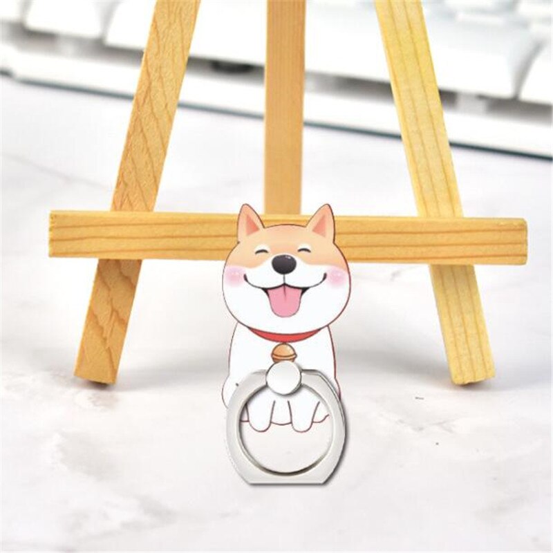 Animals Dog Corgi Pug Cat Finger Ring Phone Stand Holder Car Mobile Phone Holder Stand Suporte Celular For iPhone 11 All Phone: O