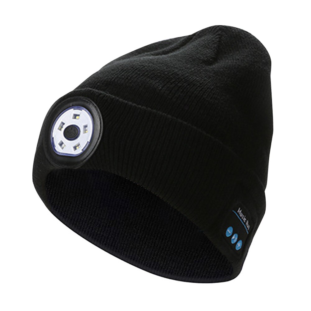 ATNKE LED Verlichte Bluetooth Beanie Cap, USB Oplaadbare Draadloze Muzikale Loophoed Ultra Bright 4 LED Waterdicht Licht Lamp Gebruik voor Skiën Wandelen Kamperen Fietsen/Camouflage Army Green