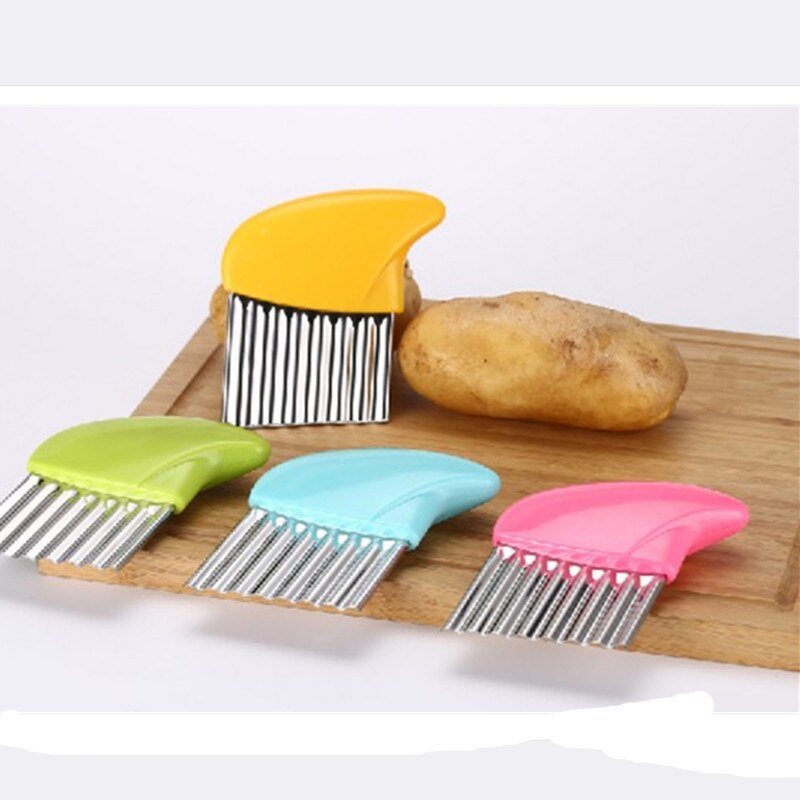 Potatis chip vågig skärare grönsaks crinkle blad verktyg hand flishugg verktyg stek pommes frites