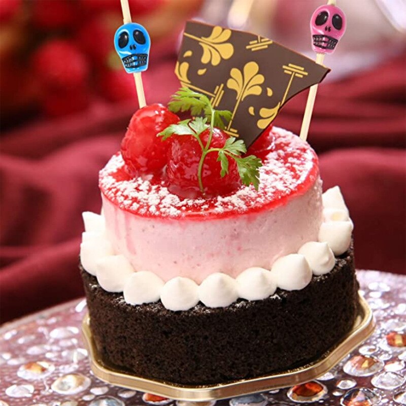 50pz FAI DA TE cranio Frutta Controllato Da cocktail Raccolti Stuzzicadenti Panino Antipasto Bastone Di Bambù Bevanda Frullatore Di Compleanno Rifornimenti Del Partito