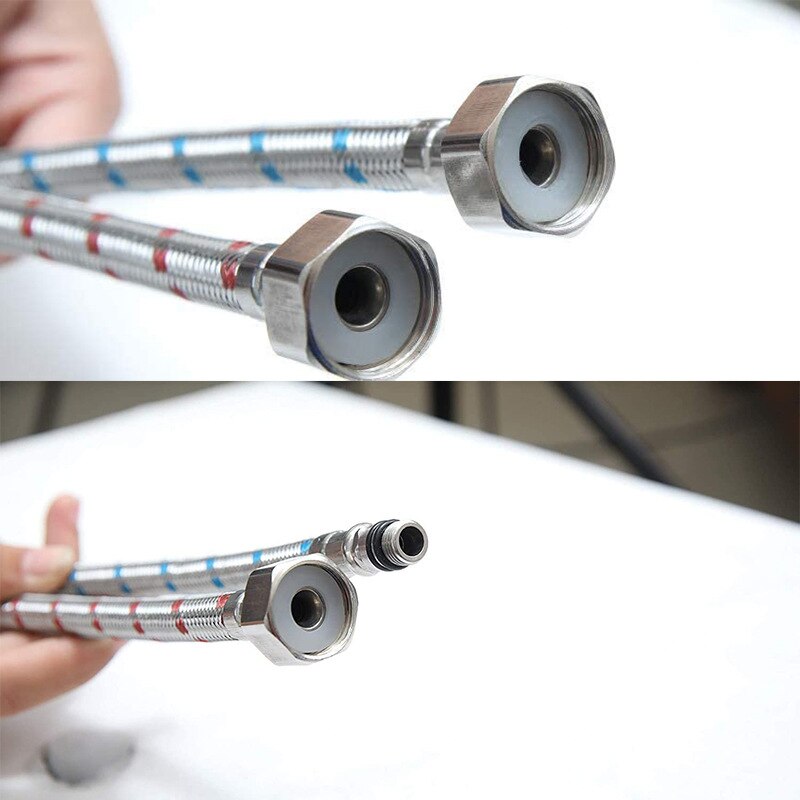 Tubos flexibles de fontanería de acero inoxidable 304, mezclador de agua y fría, mangueras de suministro de agua, accesorios de baño, 60/80cm