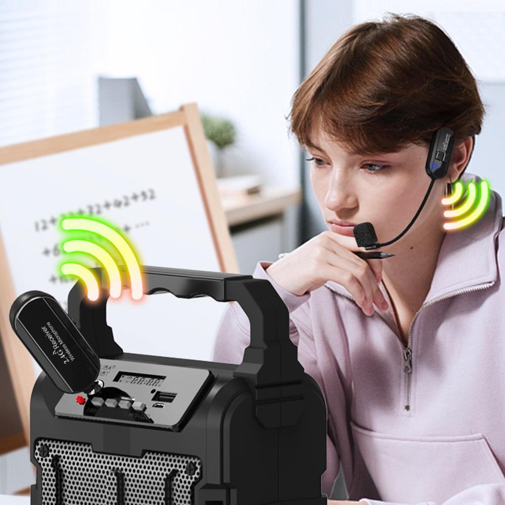 Cuffie con microfono wireless 2.4G Cuffie wireless e sistema microfonico portatile 2 in 1 per amplificatori vocali Altoparlanti da palco Insegnare