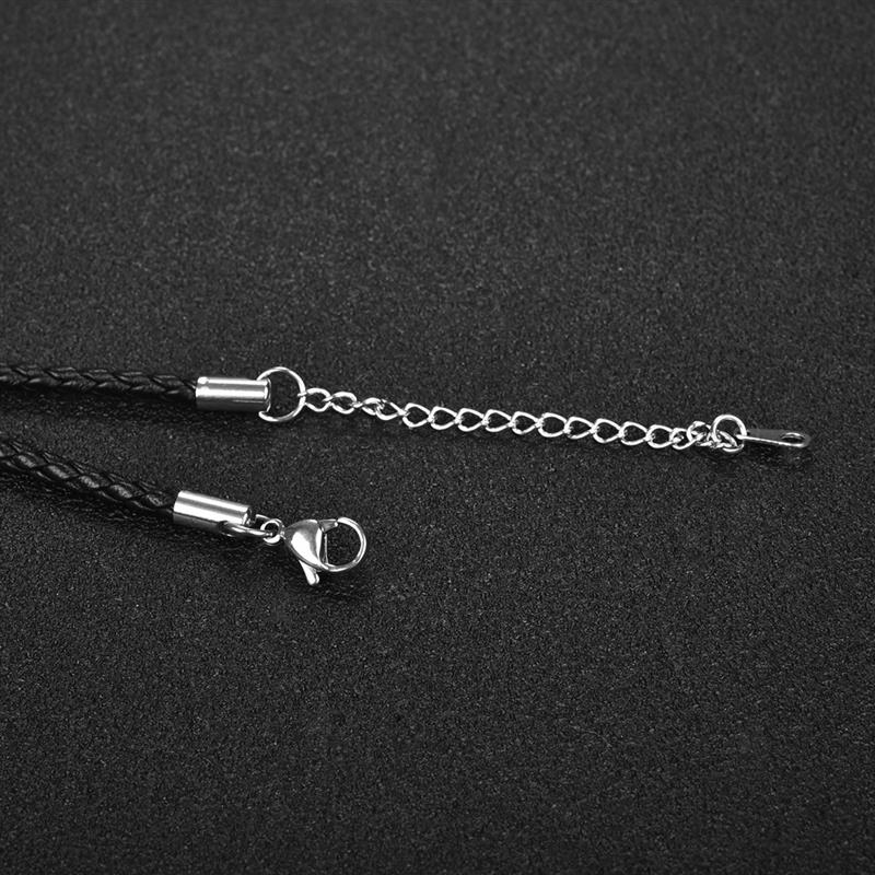 Schwarze, geflochtene halskette aus 50cm pu-lederkordeln für damen und herren, diy-Halsband mit karabinerverschluss und verlängerungskette