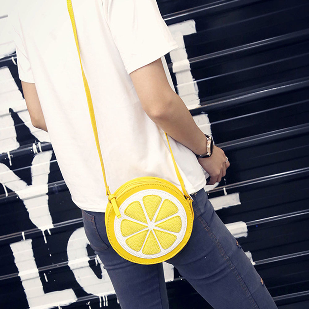 circulaire Orange citron femmes sac sacoche à fermeture éclair bandoulière étanche sacs à main Ptgirl sac main femme sacs à bandoulière