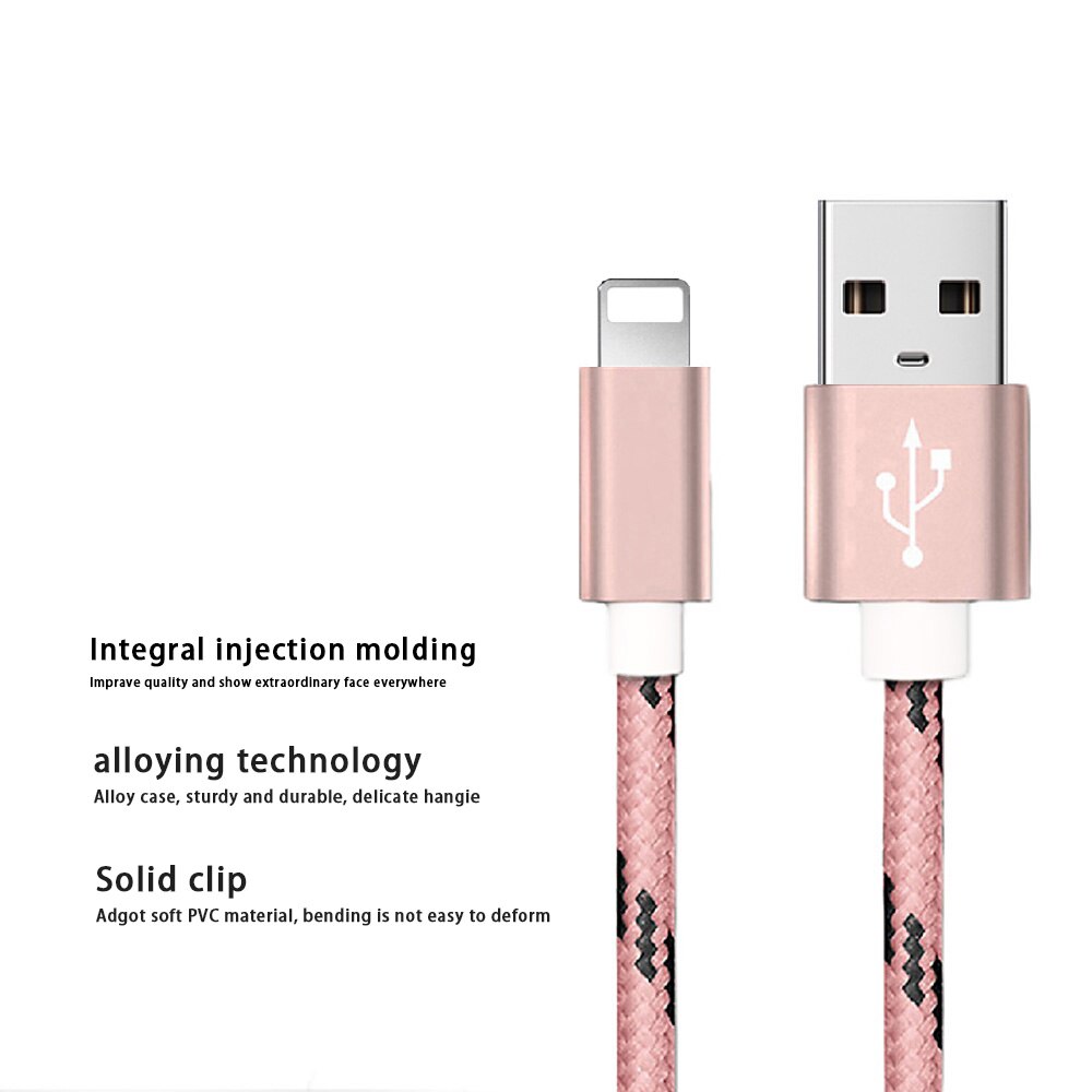 Usb Kabel Quick Charger Data Kabel Metalen Nylon Gevlochten Cablefor Iphone Xs Max Xr Plus 5 5S Se Ipad mini Snelle Opladen Data Draad