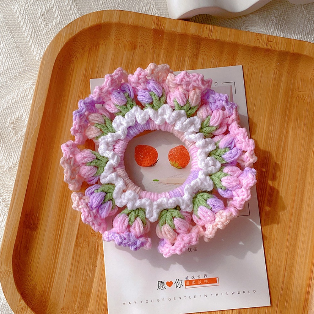 Ręcznie Robione Szydełkowe Kwiaty Dziane Gumki robić Włosów Nakrycia Głowy dla Kobiet Wiosna Lato Flores Convallariae Opaska robić Kucyka Akcesoria robić Włosów