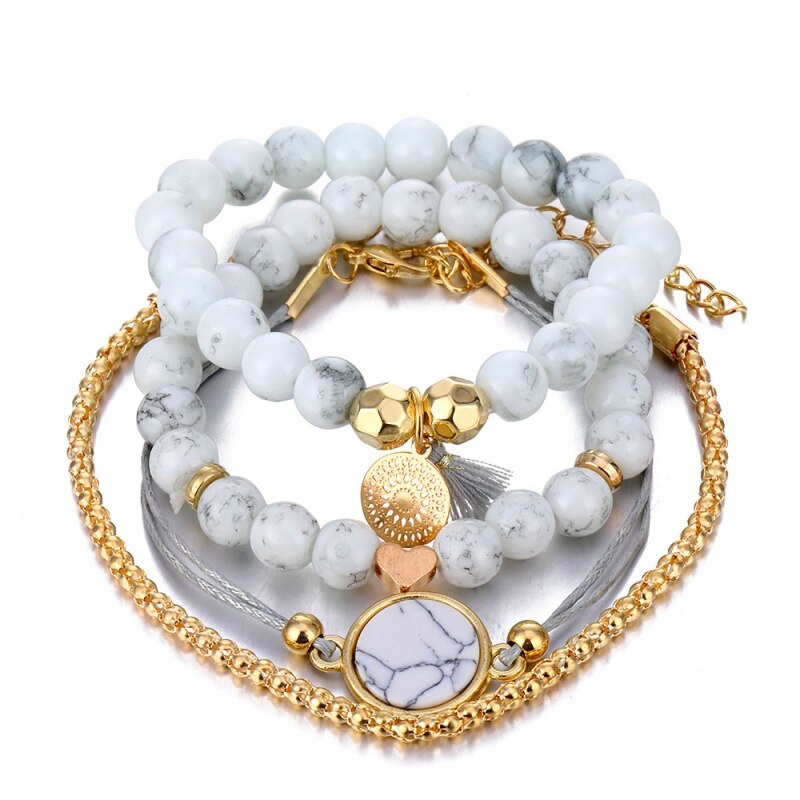 New hand-woven tassel bracelet set female new gray rope chain bracelet jewelry Christmas gift