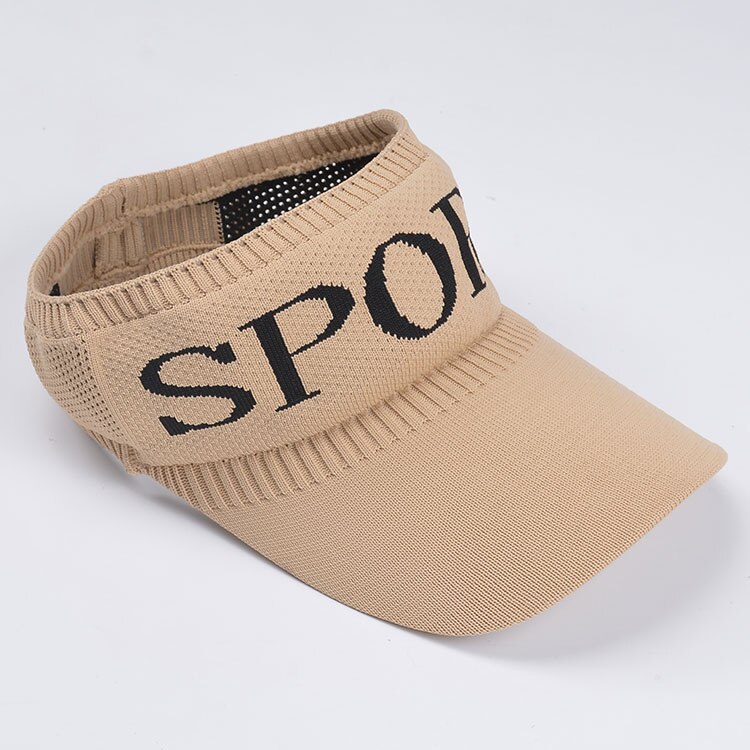 Sommer kvinder baseball kasket tom top strikket hue stor skygge kasket udendørs bysport solbeskyttelse hat sol alfabetisk hat: Khaki