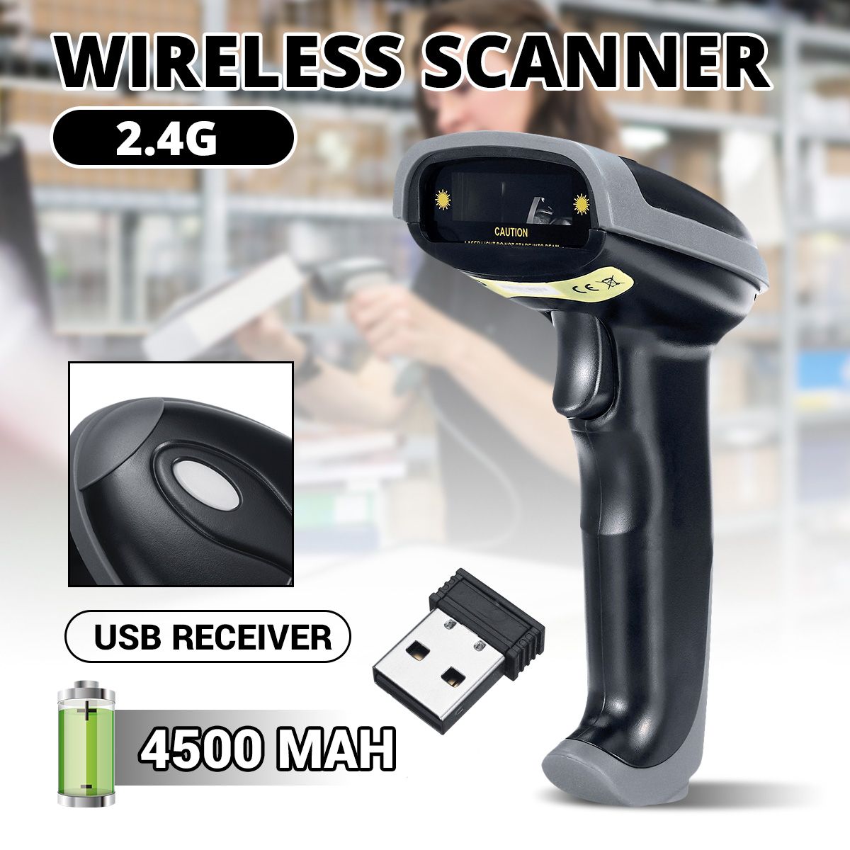 DC5V Draadloze Wired Barcode Scanner Handheld Scanning 2 In 1 2.4G Bar Code Reader 80-150Meter Draadloze overdracht Afstand
