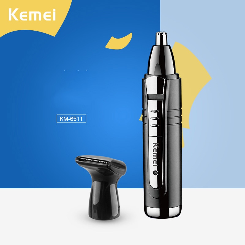Kemei-tondeuse pour le nez et l'oreille électrique 2 en 1 pour hommes, outils de soins du visage, petite tondeuse avec Guides de coupe