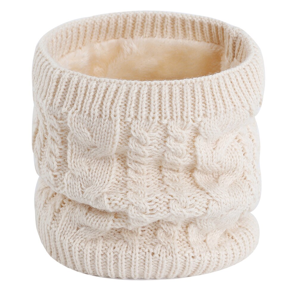 Vinterscarf för kvinnor twist ring scarf herr/kvinnor varm halsduk plus sammet tjock stickad haklappsbomull för att skydda halshaklappen: Beige