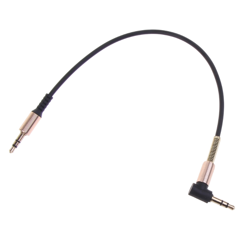 90 Degree Short Aux Cord Extender Wire 3.5mm Gold-plated Connectors Cable: black