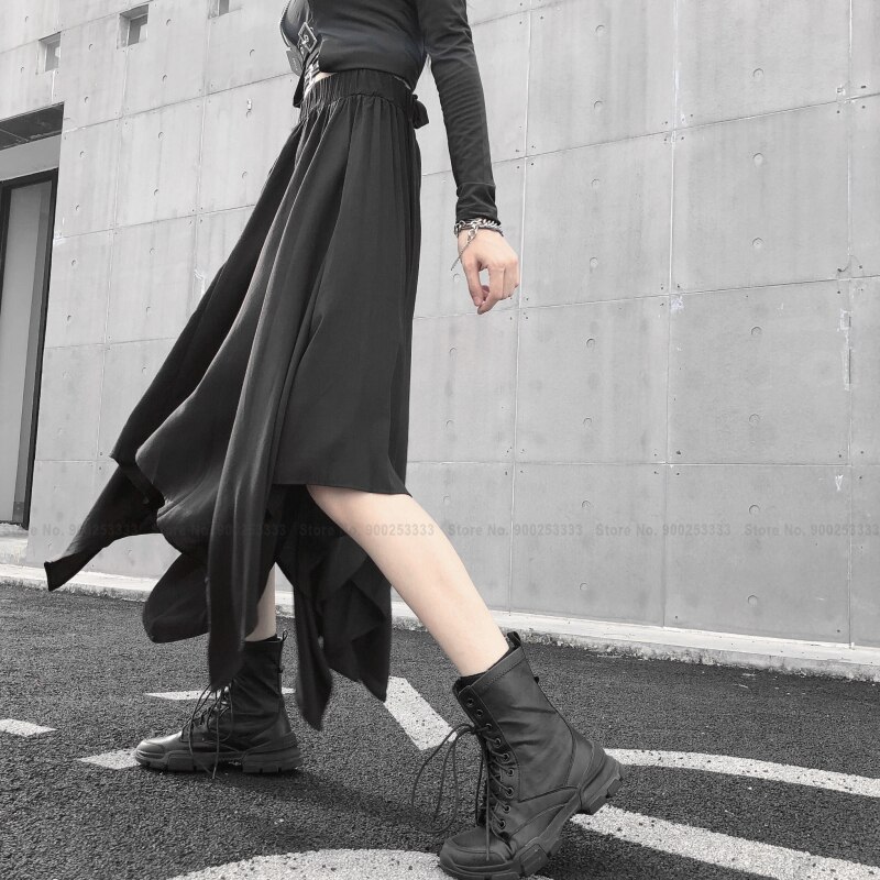 Women Japanese Harajuku Streetwear Black Gothic Punk Style Hip Hop Dance Skirt Medieval Retro Witch Party Cosplay Skirts