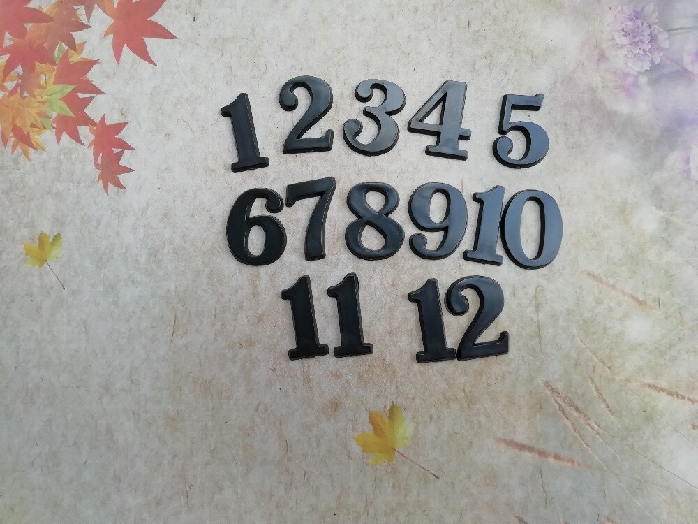 2Sets 2.5cm Plastic BLACK Quartz Clock Numbers Arabic numbers Clock Accessories DIY