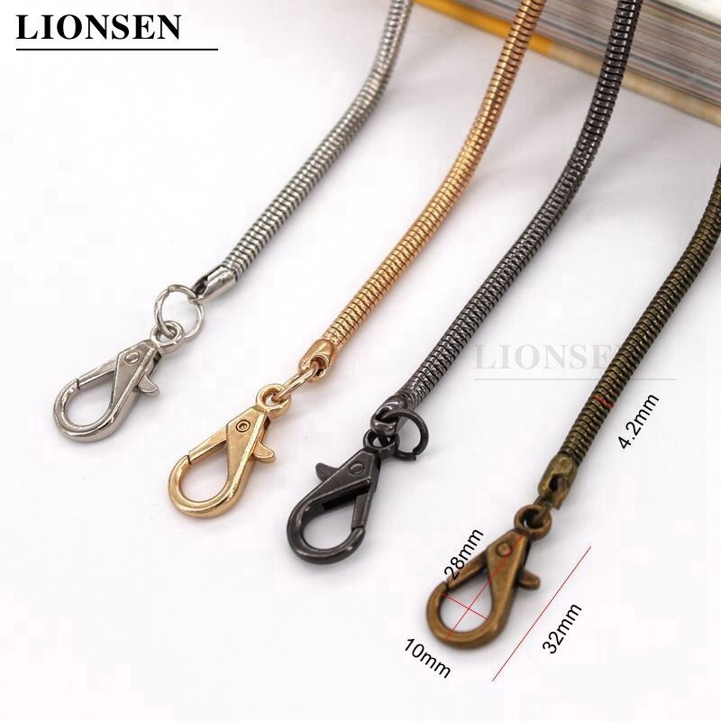 Lionsen 120cm / 0.42cm Snake Replacement Chain Strap Metal link Clasp Purse Chain Bag Handle Shoulder Cross Body Handbags Chain