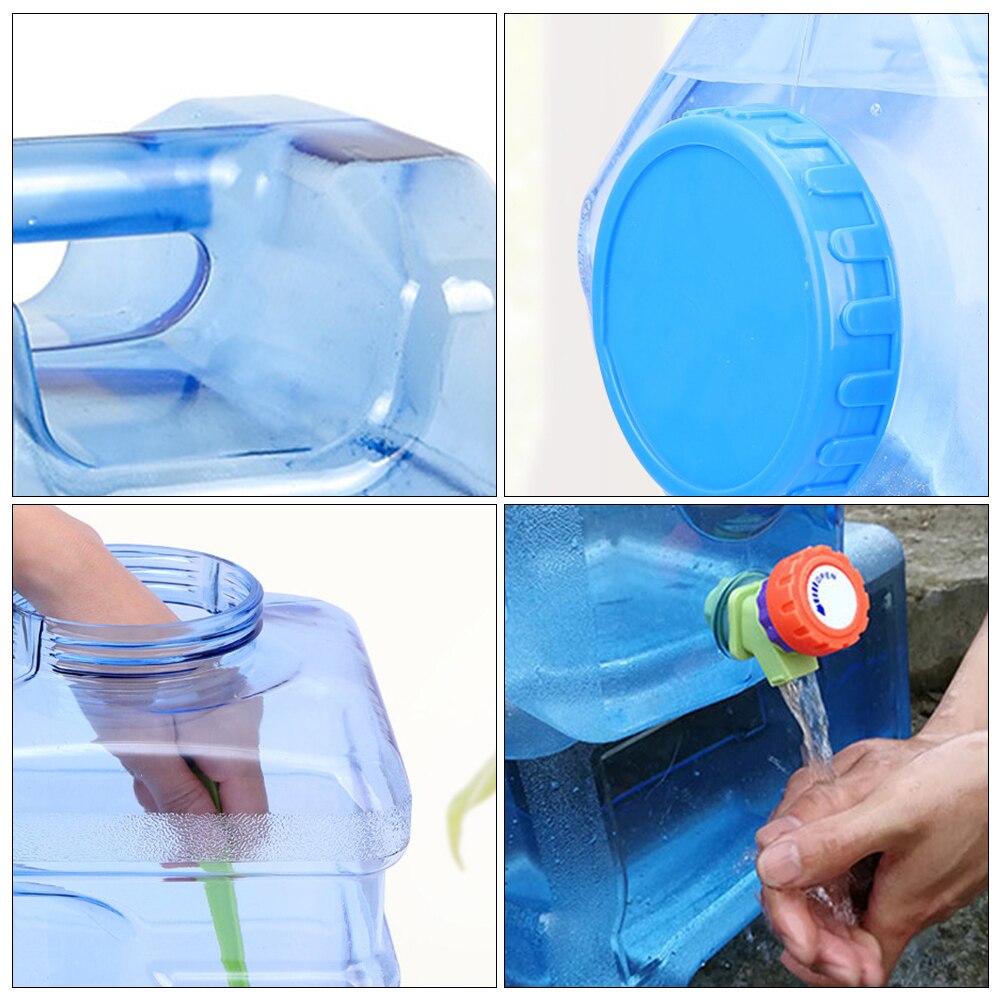 5.5L PC Reusable Water Container Portable Driving Water Tank Container with Faucet for Camping Picnic Hiking Water Buckets