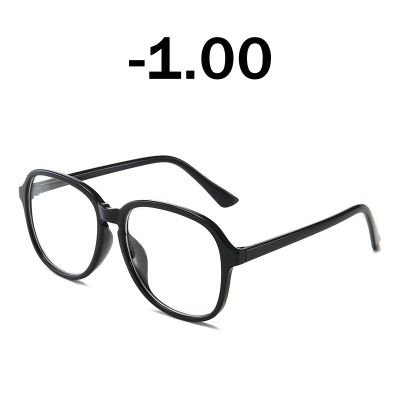 Elbru runde briller sort stel kvinder brille myopi briller brille stel med dioptri  -0.5 1.0 1.5 2.0 2.5 ~ 6.0: Sort  -1.00