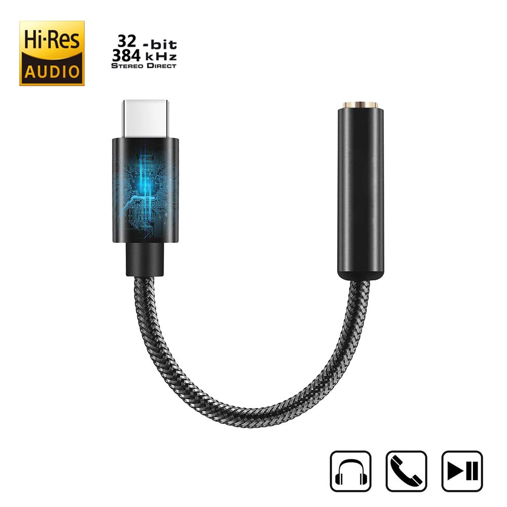 Hi-Res Usb Dac Type C Naar 3.5Mm Hoofdtelefoon Hifi Versterker Adapter Voor Google Pixel 4 Oppervlak Pro 7 Note 10 Ipad Pro