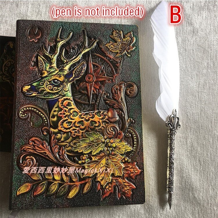 Skyggernes bog magic spell 3d relief cover bog præget retro notesbog-styrede papirer: B