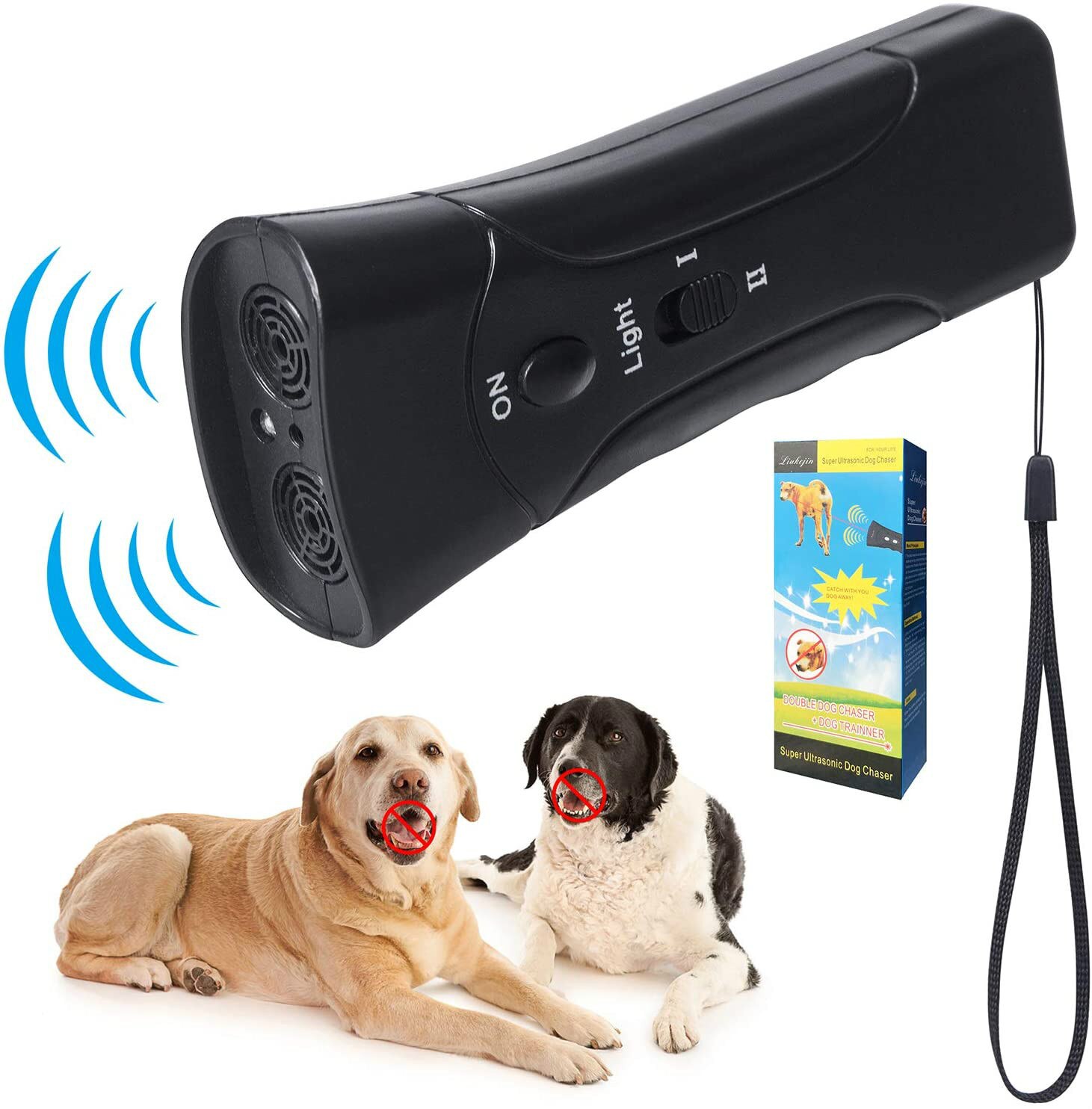 Stopp Bark Training Gerät Pet Hund Repeller Anti Bellen Trainer LED Ultraschall Anti Bellen Ultraschall Ohne Batterie: double head black