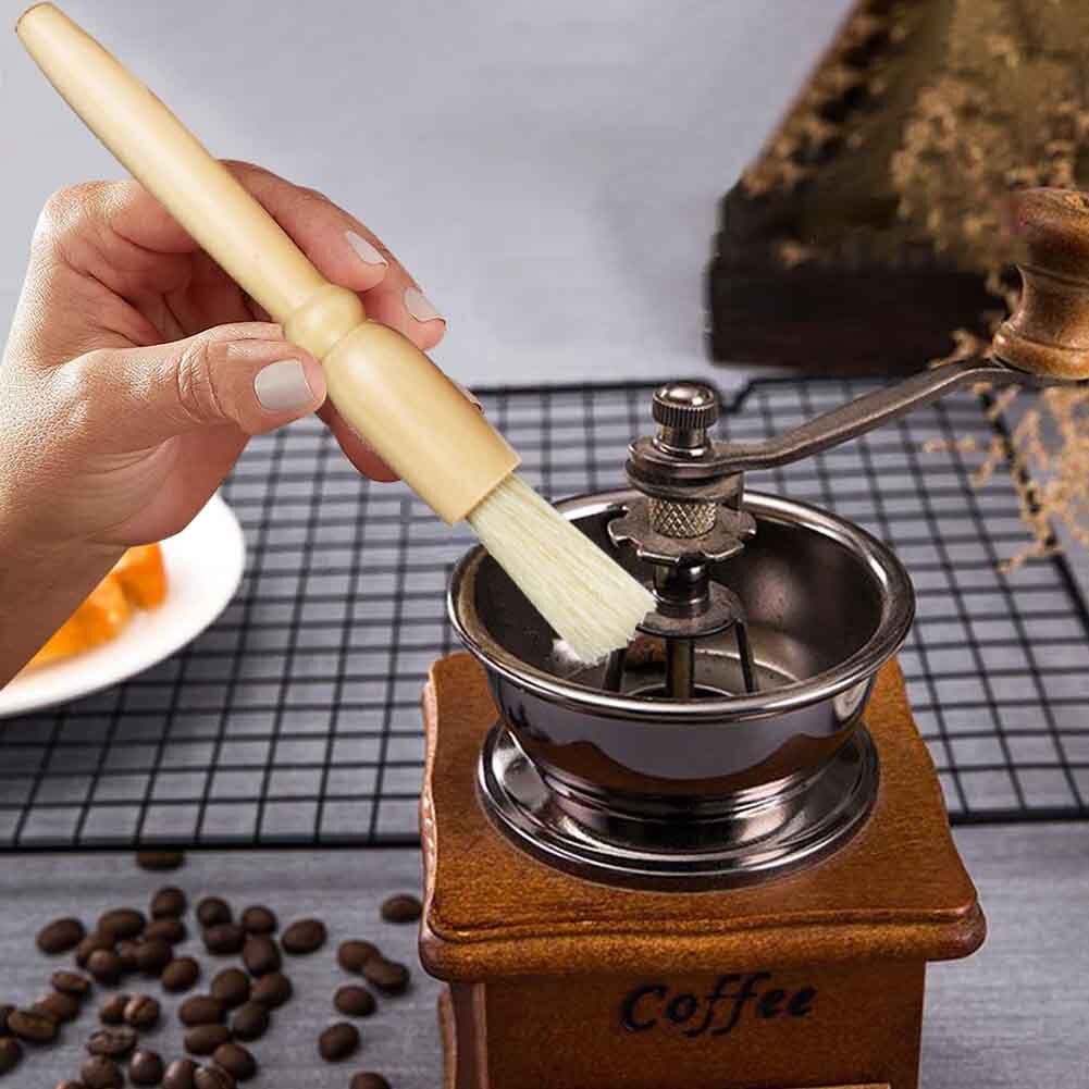 Ergonomisk kaffekvarn rengöringsborste manuella verktyg mjukt huvud trähandtag café hem kök restaurang anti rester praktiskt