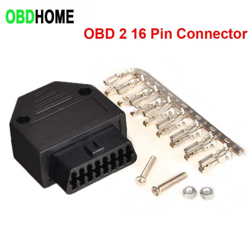 Universal OBD2 OBD II OBD 2 16 Pin Connector Female Diagnostic Plug OBD Connector Plug + Shell + Terminal + Screw