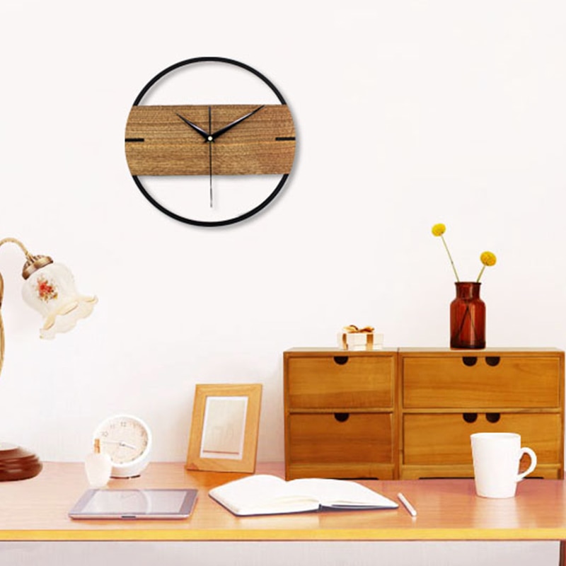 Horloge murale 3D silencieuse de 12 pouces | Horloge murale, moderne Simple pour chambre à coucher, autocollants murale en bois, décoration de la maison