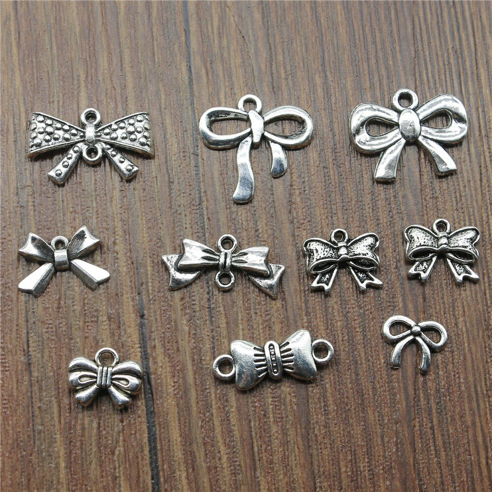 20Pcs Charms Tiny Boog Antiek Zilver Kleur Strik Charms Sieraden Bevindingen Diy Strik Charms