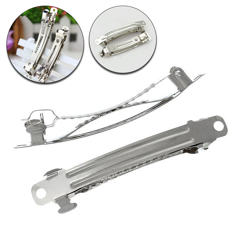 10 stücke Metall Haarspange Automatische Frühling Haar Clips leer Einstellungen Zubehör Für DIY Handgemachte Bogen Haarnadel Erkenntnisse 8/10cm