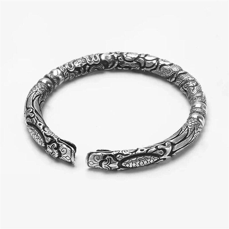Sole Memory Retro Thai Silver Exquisite Personality Literary 925 Sterling Silver Male Resizable Bangles SBR150