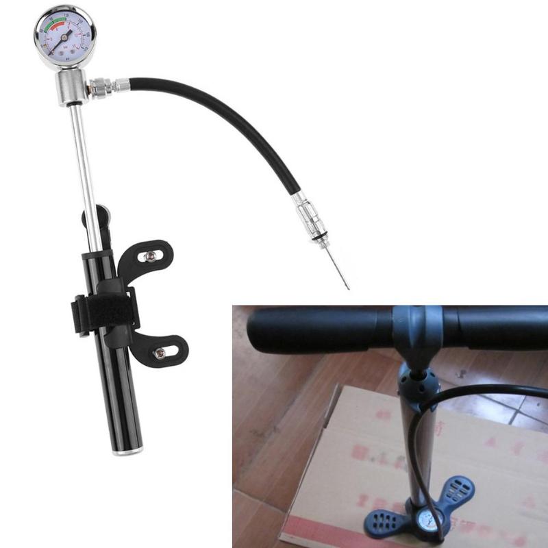 Praktische Fahrrad Pumpe mit Manometer Hochdruck Hand Mini Pumpe Schlauch Luft Inflator Schrader Radfahren Schock Gabel Reifen Fahrrad Pumpe neue