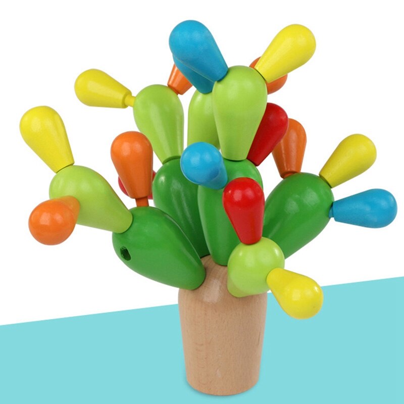 in legno di cactus di Costruzione Del Giocattolo impostato di Blocchi di Costruzione Giochi per Bambini per I Bambini Della Ragazza del Ragazzo Giocattoli Educativi FAI DA TE Creativo Giocattolo Di Legno per I Bambini