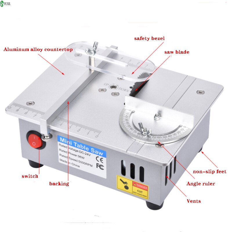 Mini Multifunctional Table Saw spindle motor DC12V-24V Liftable Saw Blade Bench Saw DIY Circular Saw Bench Lathe Cutter Machine