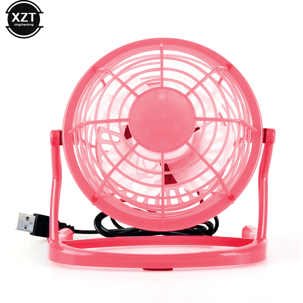 USB Silent Fan Desk Cooler for Laptop Notebook Desktop PC Ofiice Summer Cooling Fans 4 Blades Rotatable USB Mini Fans Socket: Pink