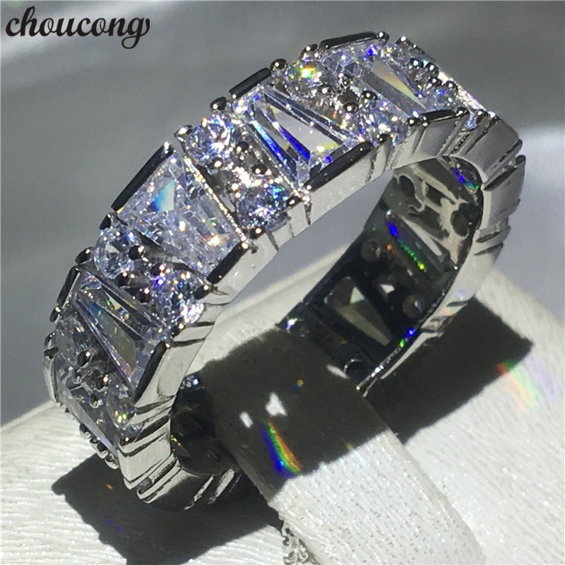 choucong Unique Promise Finger Ring 925 sterling Silver AAAAA Zircon Sona cz Engagement Band Rings For Women men Wedding Jewelry