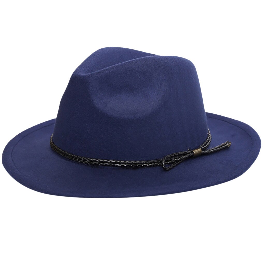 Vintage Hats Crushable Wool Felt Outback Hat Ladies Casual Hat Wide Brim With Belt Chapeau Femme Mariage #LR2