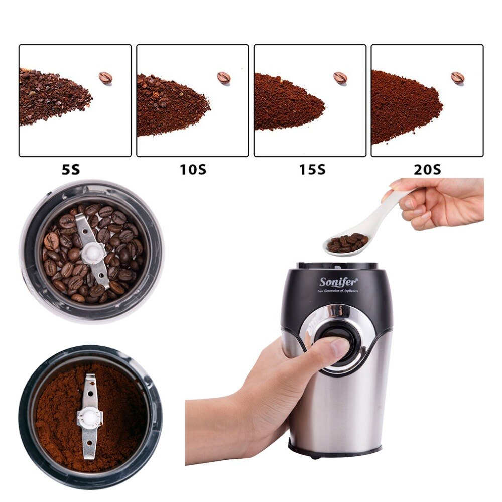 200W Mini Electric Coffee Grinder Maker Kitchen Salt Pepper Grinder Spices Nut Seed Coffee Beans Mill Herbs Nuts 220V Sonifer