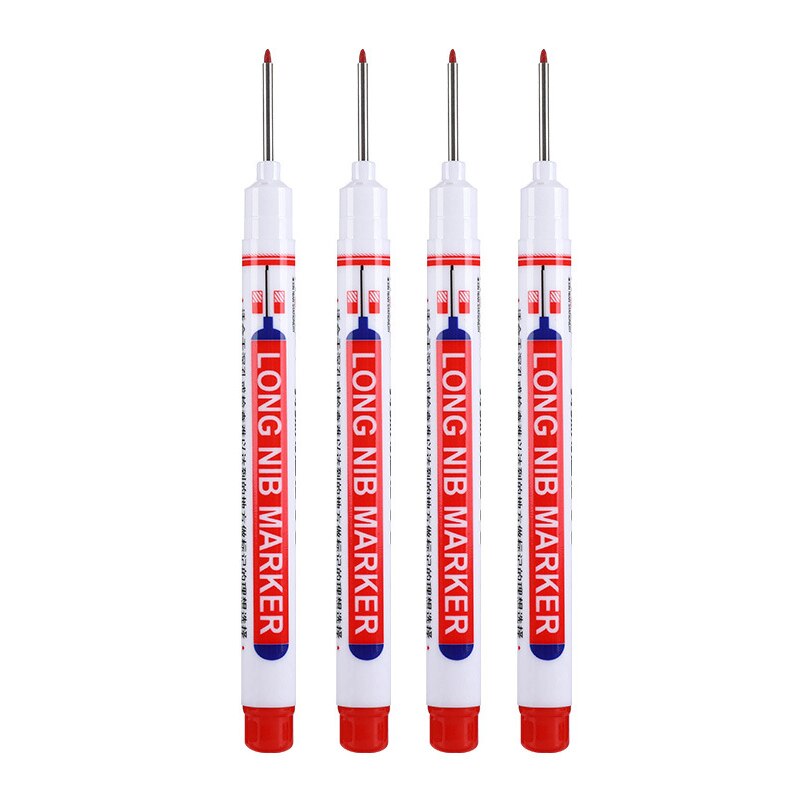 Stylo marqueur à pointe longue de 20mm, 4 pièces, pour peinture à l&#39;huile, Permanent, étanche, noir, blanc, vert, bleu, encre, pour rénovation industrielle, menuiserie: 4pcs red