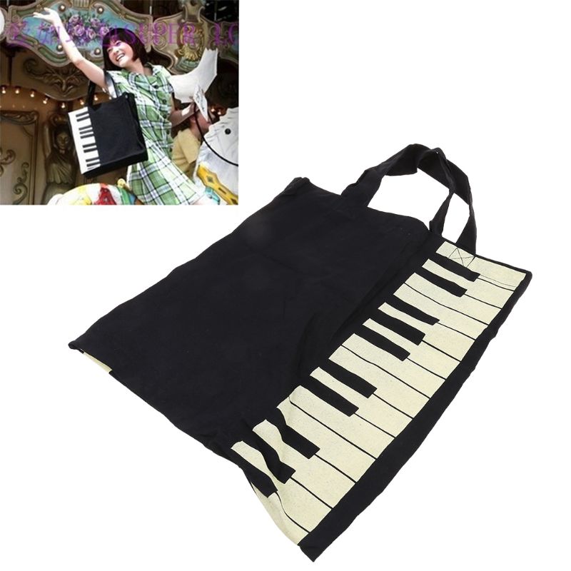 Black Piano Keys Music Handbag Tote Bag Shopping Bag Handbag Q0KE