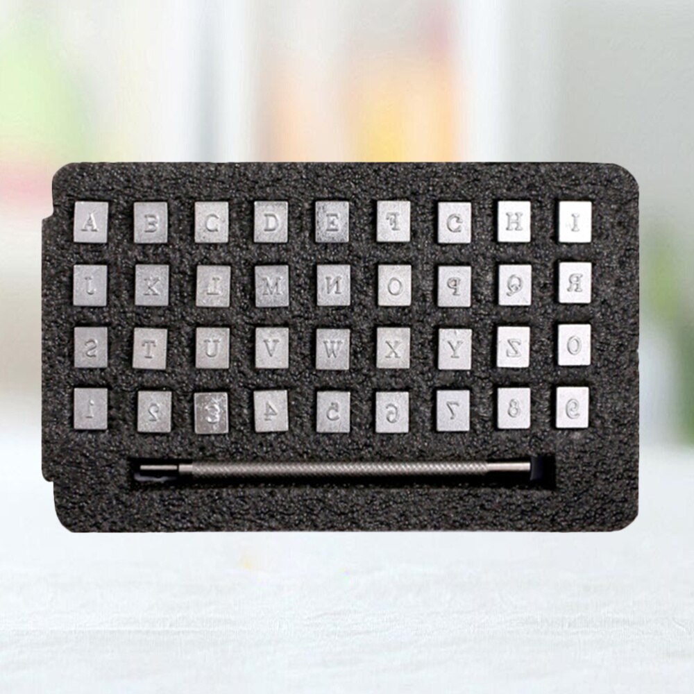 36Pcs 4Mm Letters Aantal Stalen Afdichting Alfanumerieke Aantal Lederen Stamper Brief Aantal Punch Lederen Carving Brief Punch Carbon
