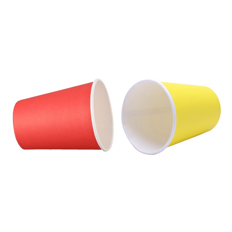 40 Paper Cups (9 Oz)-Plain Effen Kleuren Verjaardagsfeestje Servies Catering (Rood & Geel)