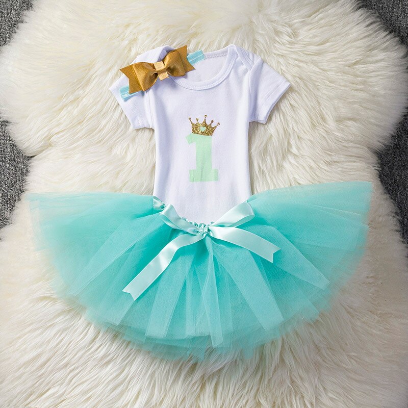 Peuter Kleding Meisje Feestjurk Doop Kinderen Jurken Elegante 1 Jaar Baby Verjaardag Jurk Tutu Dragen Kids Kleding: Dress 2 Green