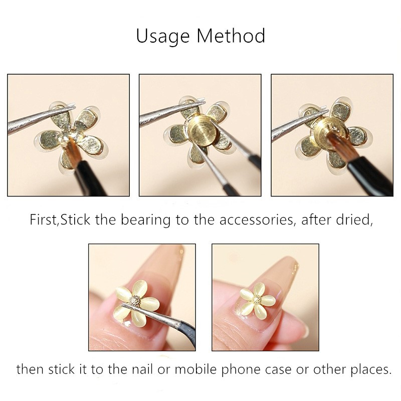 SNASAN 10pcs Mini Rotating Bearing For Nail Art Jewelry Making Phone Case Decoration DIY Handmade Accessories Jewelry Findings