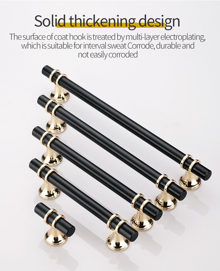 Black cabinet handle copper brushed kitchen cabinet door handle furniture drawer pull hardware pull rod handle